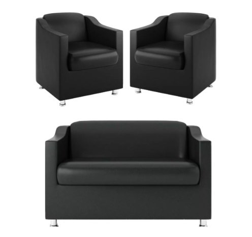 Aluguel Kit Namoradeira – Sofá + 2 Poltronas Cor Preta