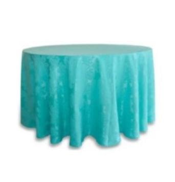 Aluguel Toalha Redonda Azul Verde Tiffany 2,80m Jacquard  - Algodão