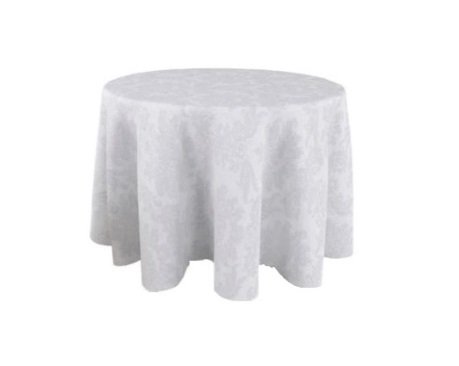 Aluguel Toalha Redonda Branca 3,00m Jacquard – Algodão (Mesa de 8 a 10 Lugares)