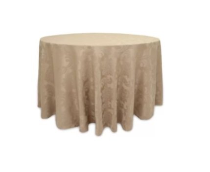 Aluguel Toalha Redonda Paris Avelã 3,00m Jacquard – Poliéster (Mesa de 8 a 10 Lugares)