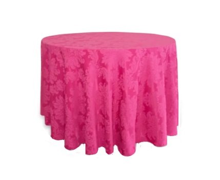Aluguel Toalha Redonda Rosa Chiclete 2,80m Jacquard – Algodão (Mesa de 6 a 8 Lugares)