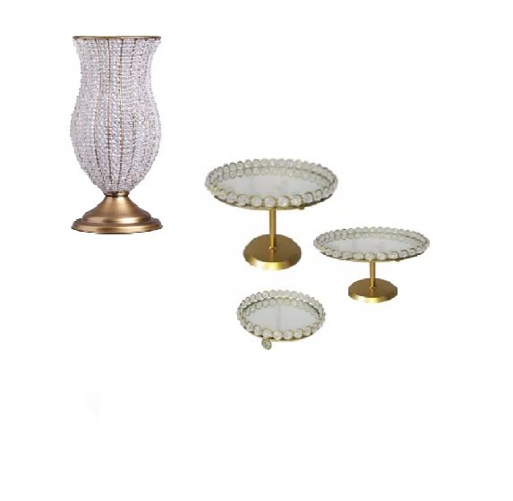 Aluguel Aluguel Kit 1 Vaso Pedraria + 3 Suportes - 1 G,1 M, 1P - Ideal Casamento
