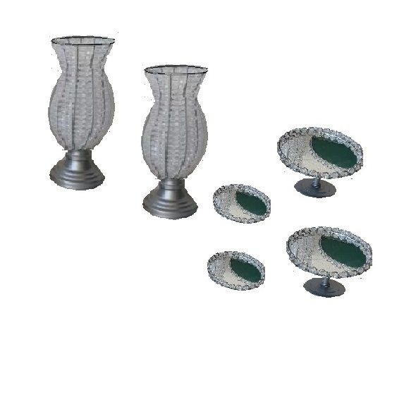 Aluguel Aluguel Kit 2 Vaso P Pedraria + 4 Suportes - 1 M,1P - Ideal Casamento Prateado