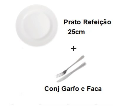 Aluguel Kit Prato Mesa Opaline 25cm + Conjunto Garfo e Faca