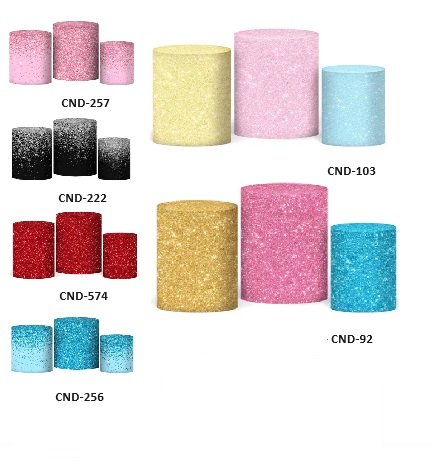 Aluguel Trio Capas Cilindro Sublimado Glitter Veste Fácil C/elástico
