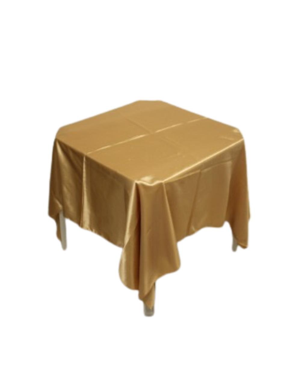 Aluguel de Toalha Quadrada Dourado  – Cetim 1,40m x 1,40m (Mesa 4 Lugares)