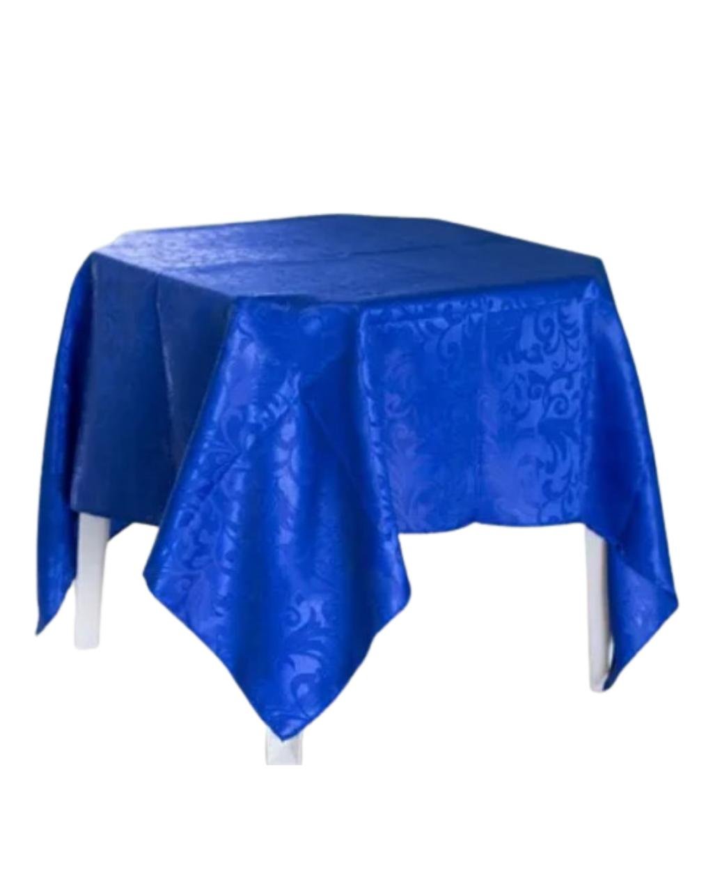 Aluguel de Toalha Quadrada Azul Royal  – Cetim Adamascada 1,40m x 1,40m (Mesa 4 Lugares)